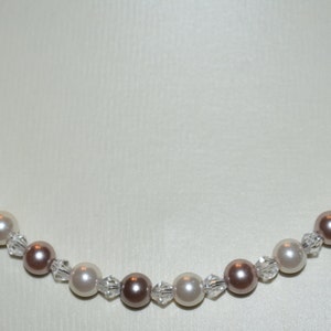 Perlenkette Kette Halskette Collier powder almond bronze weiß Muttertag Hochzeit Geschenk Bild 2