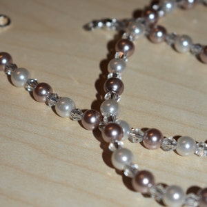 Perlenkette Kette Halskette Collier powder almond bronze weiß Muttertag Hochzeit Geschenk Bild 6