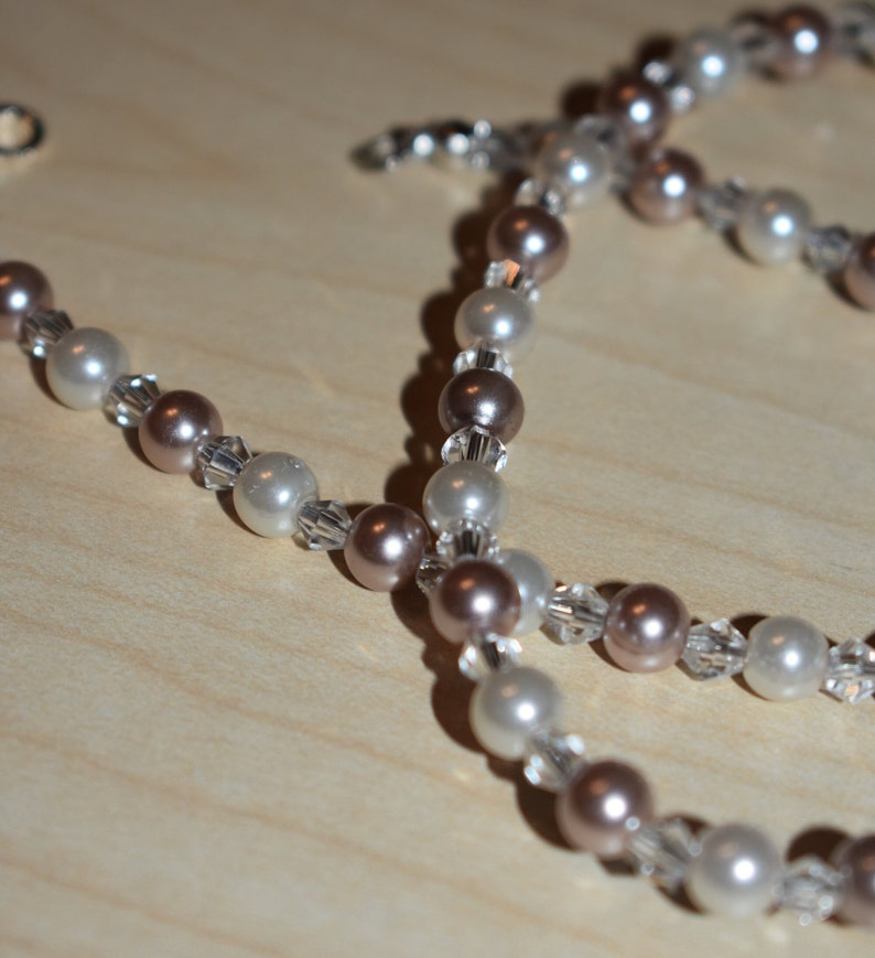 Perlenkette Kette Halskette Collier powder almond bronze weiß Muttertag Hochzeit Geschenk Bild 6