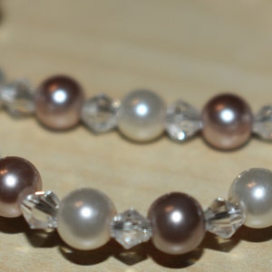 Perlenkette Kette Halskette Collier powder almond bronze weiß Muttertag Hochzeit Geschenk Bild 7