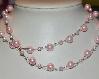 Perlenkette Kette Collier Halskette rosa Glaswachsperlen Geschenk Muttertag Frau Freundin Verlobte Schwester Tante