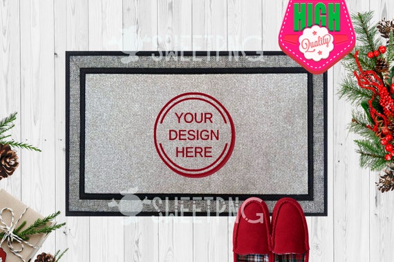 Download Doormat Mockup White Wood Red Floral Background Digital ...