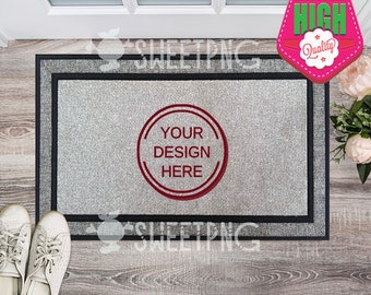 Download Doormat Mockup White Wood Pink Floral Background | Digital ...