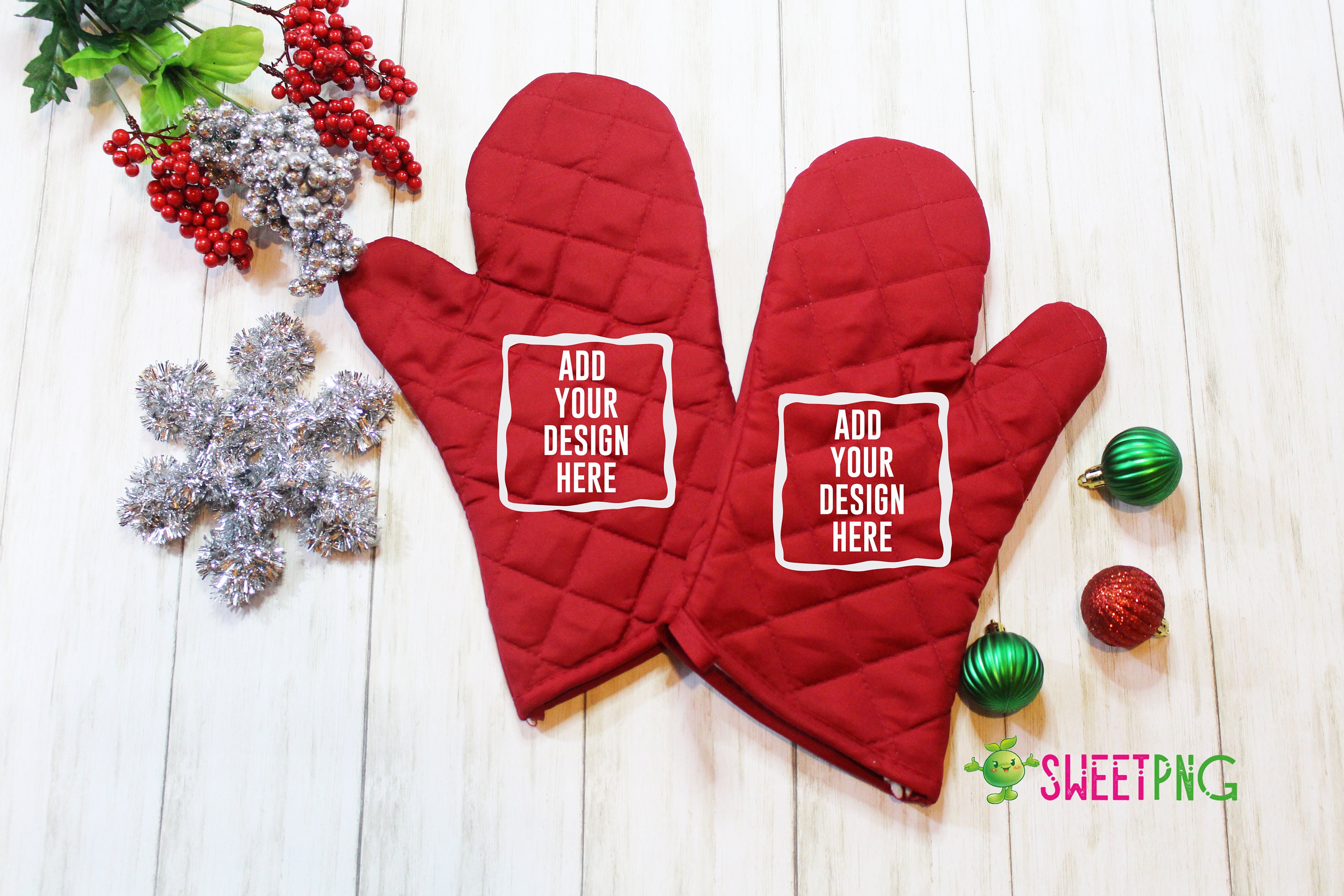 Download Red Oven Mitt Potholder Mockup Digital File Christmas Oven ...