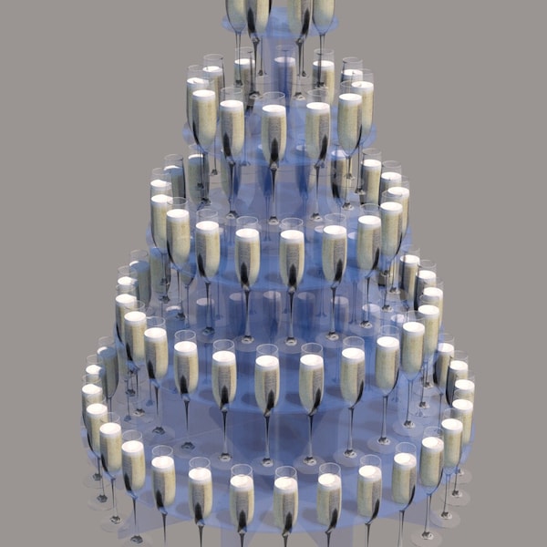 Prosecco Glass Tower Chandelier cnc cut file