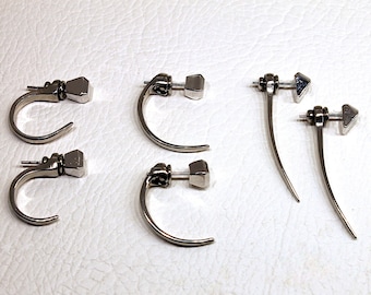 Boucles d'oreilles fixes sur le thème du cheval - Ongles de forgeron courbés en trois modèles.