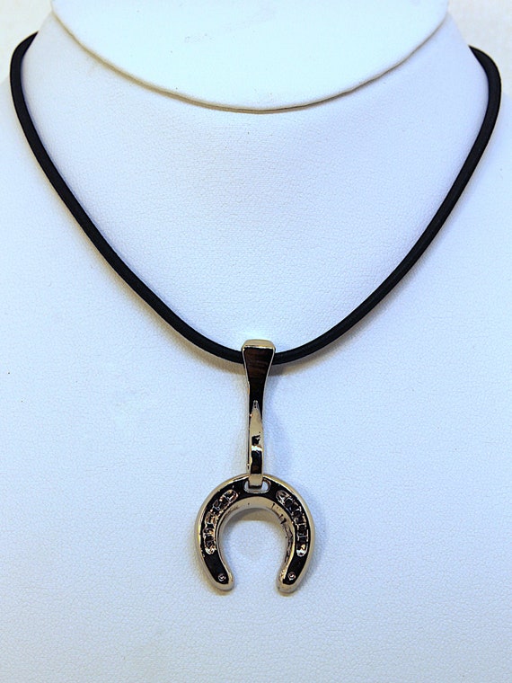 Horse Themed Pendant Necklace - Horseshoe With Bent Farrier's Nail