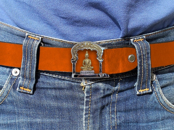 Leather belt with Asian theme buckle Dragon Buckle Belt－Unique Chinese Dragon Buckle Belt main image 4