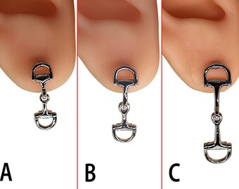 Earrings horse themed pendants - Mouthpiece D in 3 sizes