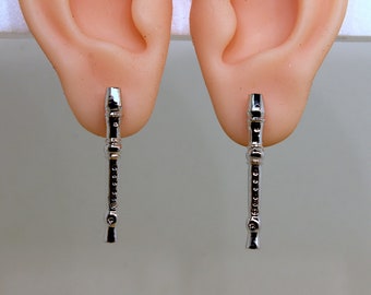 Boucles d'oreilles fixes à thème musical - Flûte mm 5x40 h