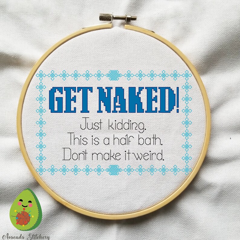 Get Naked Cross Stitch Pattern DIGITAL FILE. Modern Cross Stitch PDF Instant Download
