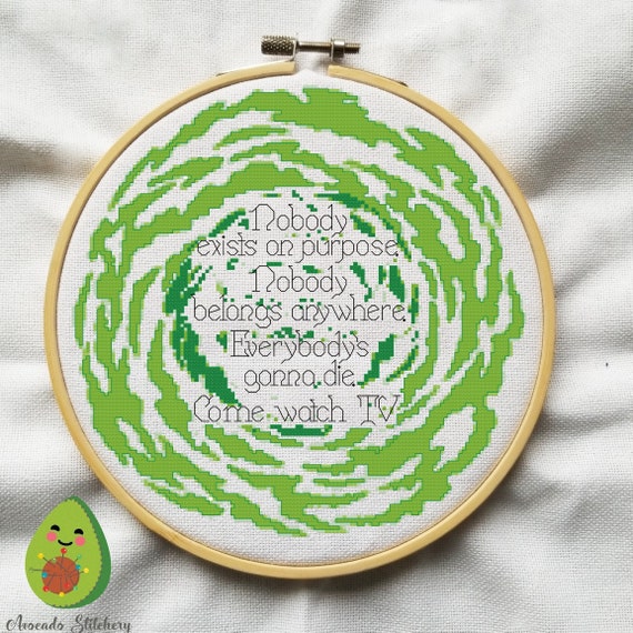 Rick and Morty Nobody Exists on Purpose Cross Stitch