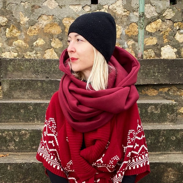 Capuchon en sjaal, 2 in 1, BURGUNDY HOOD