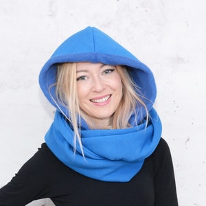 Hood and scarf, 2 in 1, BLUE TEDDY HOOD image 1