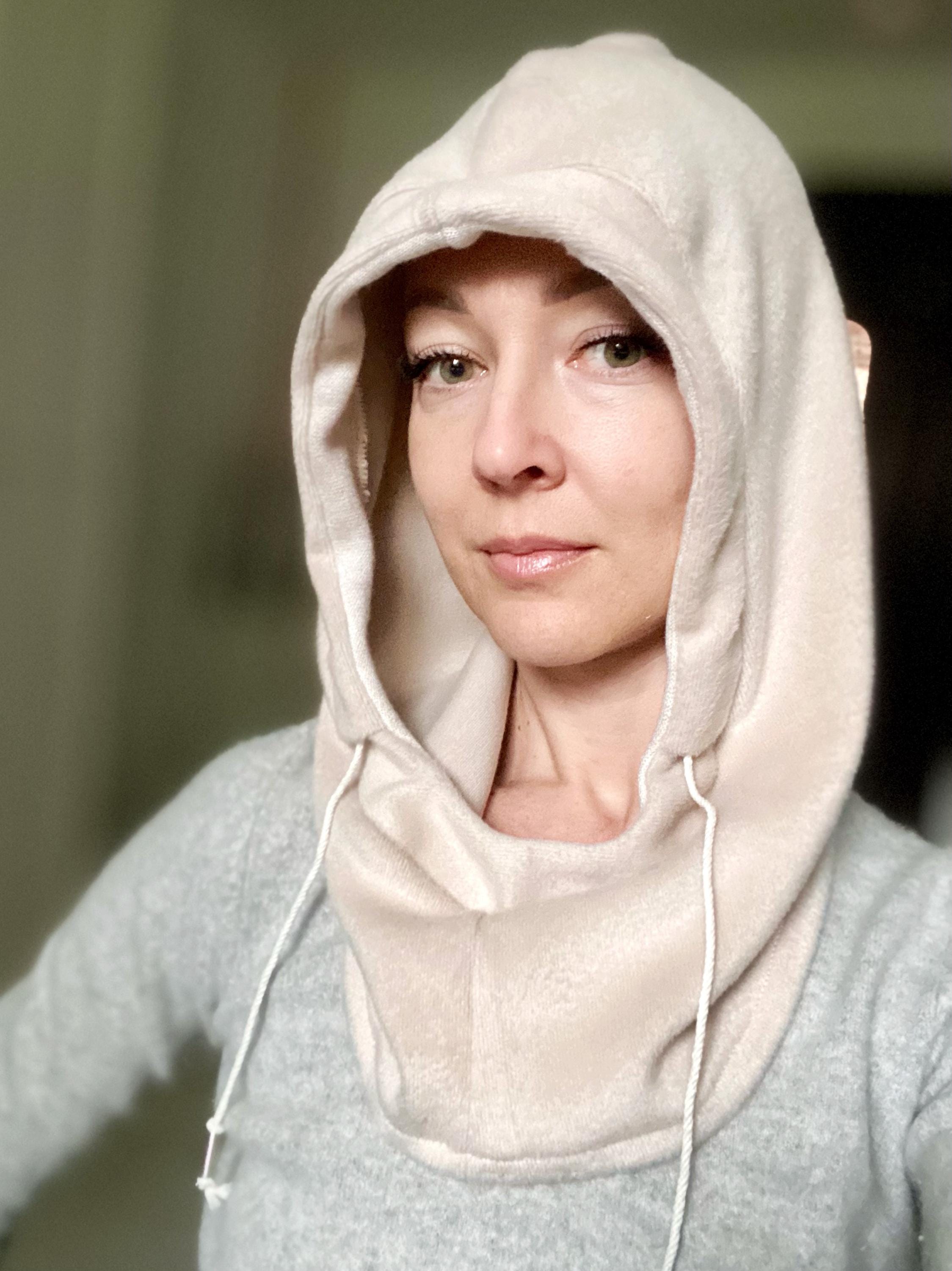 専用　ホワイト Hood With Scarf - Balaclava – Warm, Soft, Cream, With