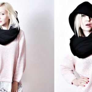 Hood and scarf, 2in1, BLACK HOOD for her image 7