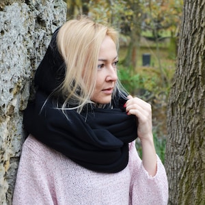 Hood and scarf, 2in1, BLACK HOOD for her image 4