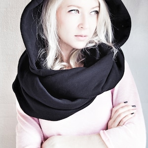 Hood and scarf, 2in1, BLACK HOOD for her image 5