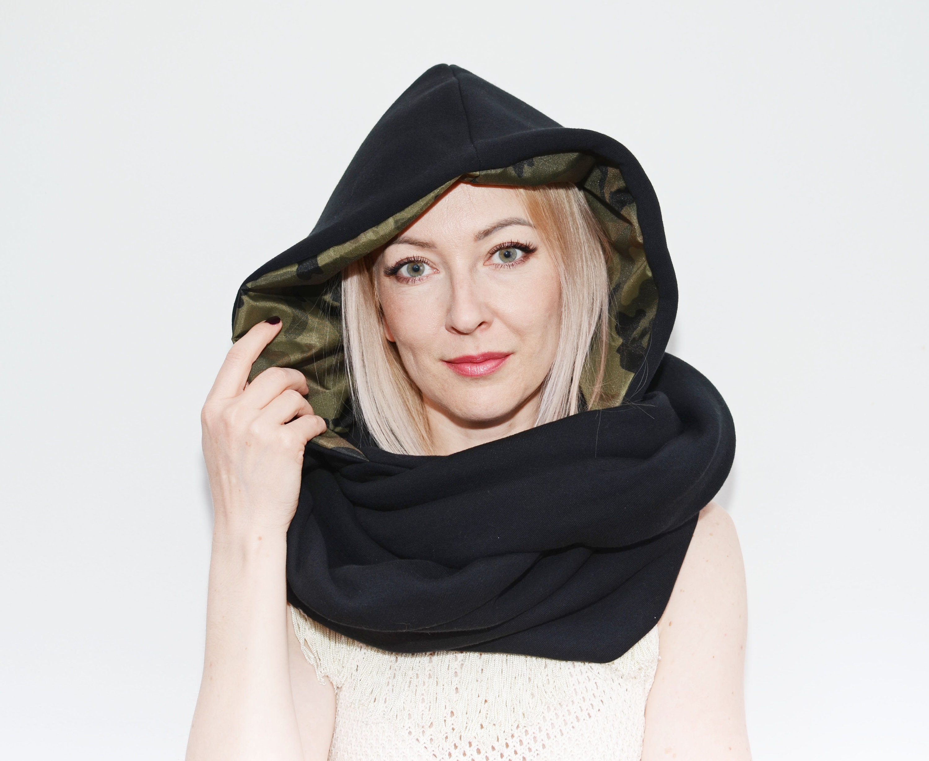 Hood and Scarf 2in1 Waterproof CAMO BLACK HOOD - Etsy UK