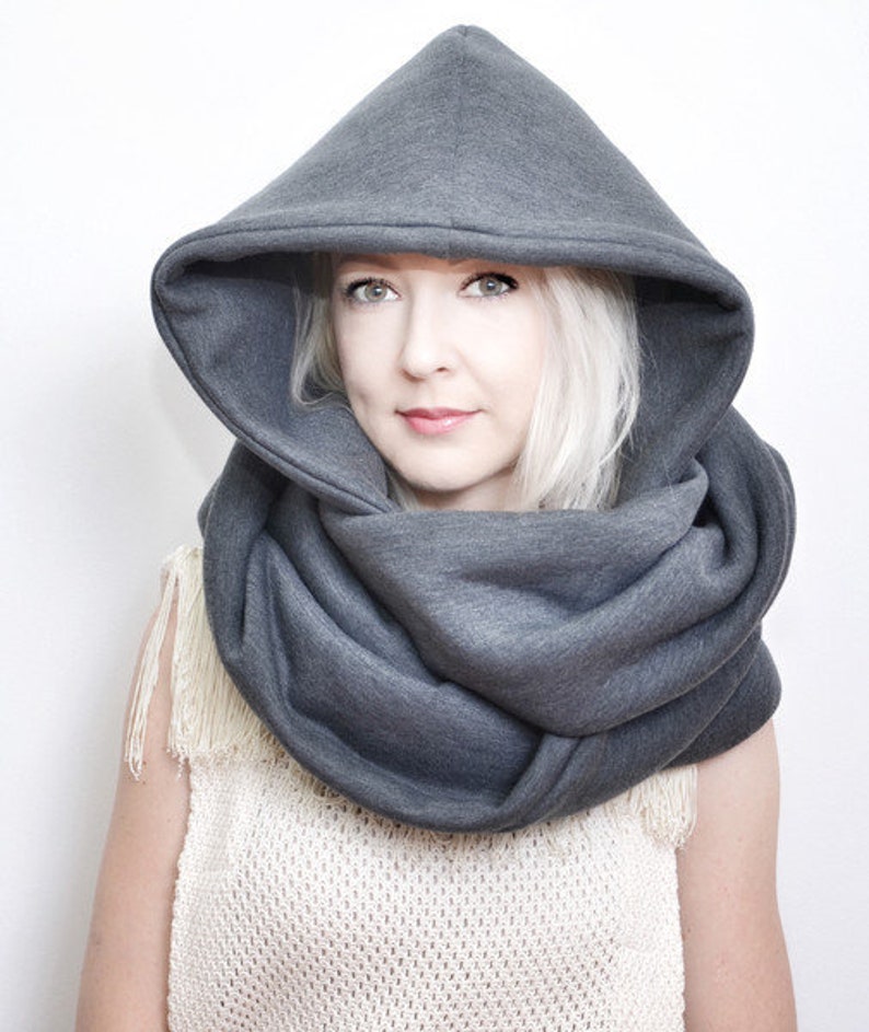 Hood and Scarf, 2in1, GREY HOOD for Her Etsy