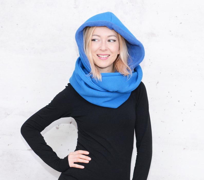 Hood and scarf, 2 in 1, BLUE TEDDY HOOD image 4