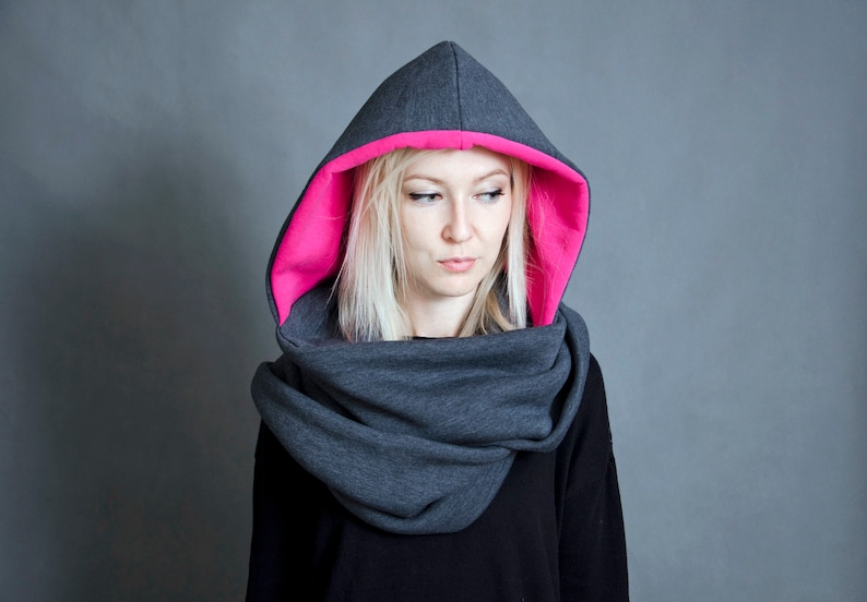 Hood and scarf, 2in1, WATERPROOF PINK HOOD image 4