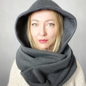 Capucha y bufanda, 2 en 1, GREY HOOD para ella