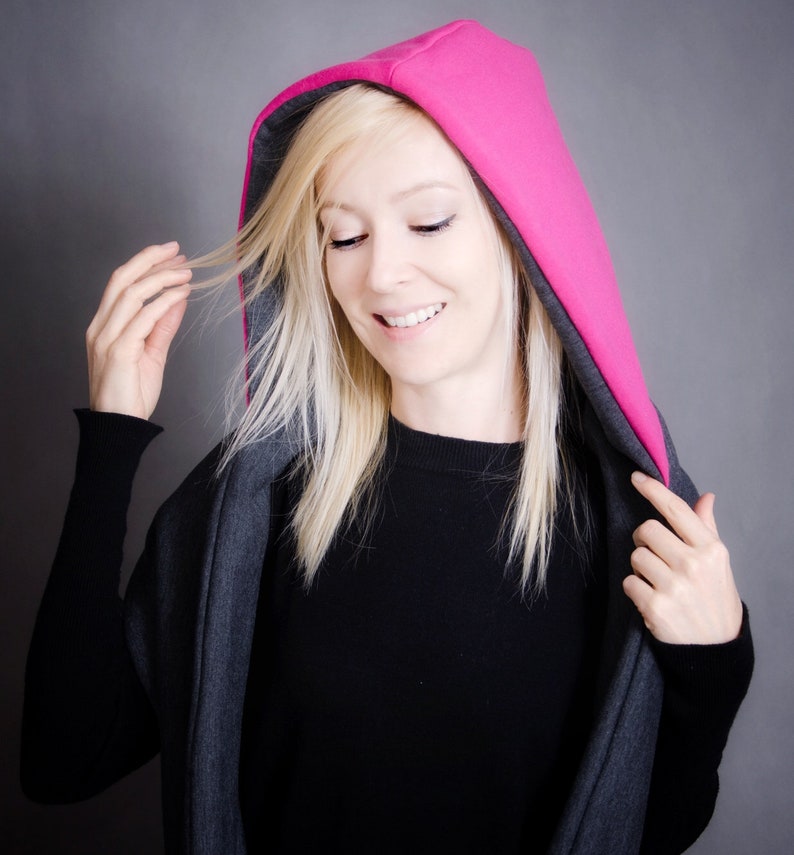 Hood and scarf, 2in1, WATERPROOF PINK HOOD image 3