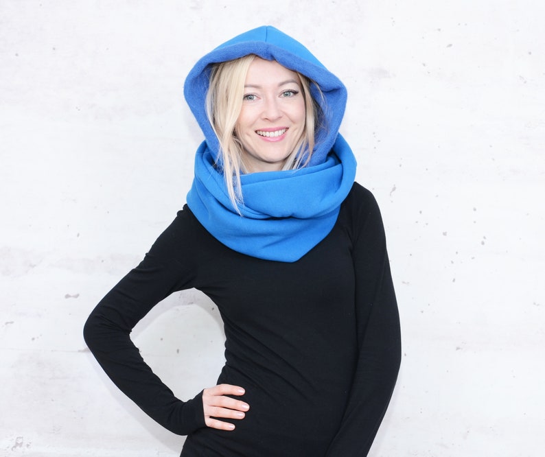 Hood and scarf, 2 in 1, BLUE TEDDY HOOD image 3