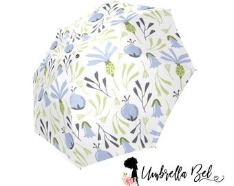 Umbrella, rain umbrella, Blueberries and bluebells rain umbrella for women, pretty umbrella, unique umbrella