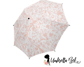 umbrella, pink umbrella, rain umbrela, french motif, floral design, umbrella, pretty, women, gift