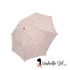 White roses on pink rain umbrella for women