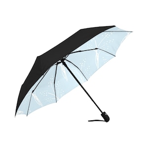 UV umbrella, blue umbrella, blue design with foliage