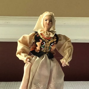 Vintage/ Antique Polish Handmade Doll in Traditional Dress, 7 1/2”T, Marked