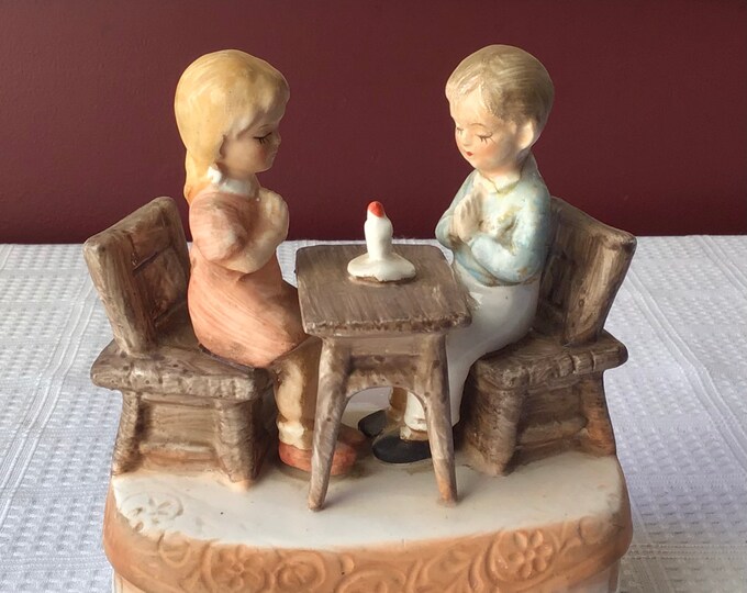 Vintage Ceramic Music Box/ Boy & Girl Praying Music Box/ Christianity, Sankyo, Japan Etsy