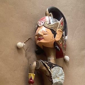 Vintage Indonesian Wayang Golek Hand Painted Puppet, 25&quot; L.