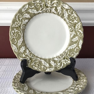 Lot Of 3 Antique Staffordshire Ironstone Classic Lucerne Dessert or Bread Plates; genuine hand engraving by J & G Meakin, England