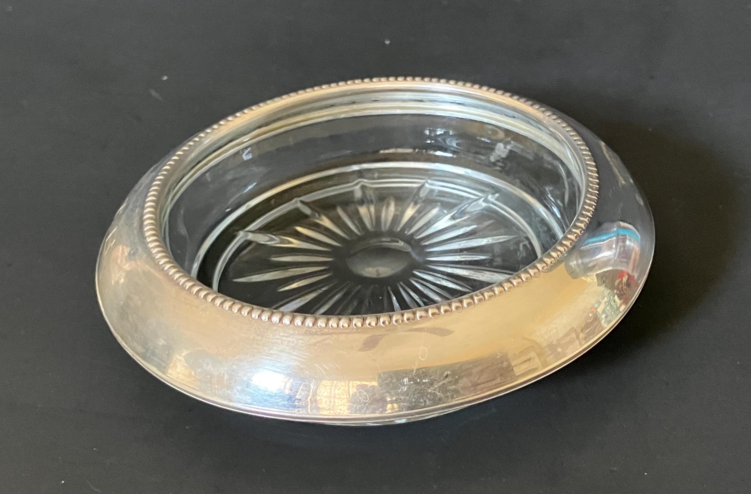 Vintage Frank M. Whiting & Co. Sterling Silver and Glass Coaster