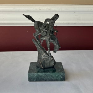 VTG After Fredric Remington Bronze &quot;Mountain Man&quot; Native Indian Figurine