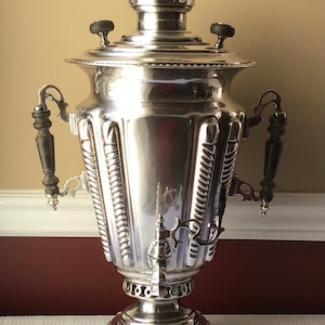Antique Rare High Quality Russian Conical Silver Color Samovar