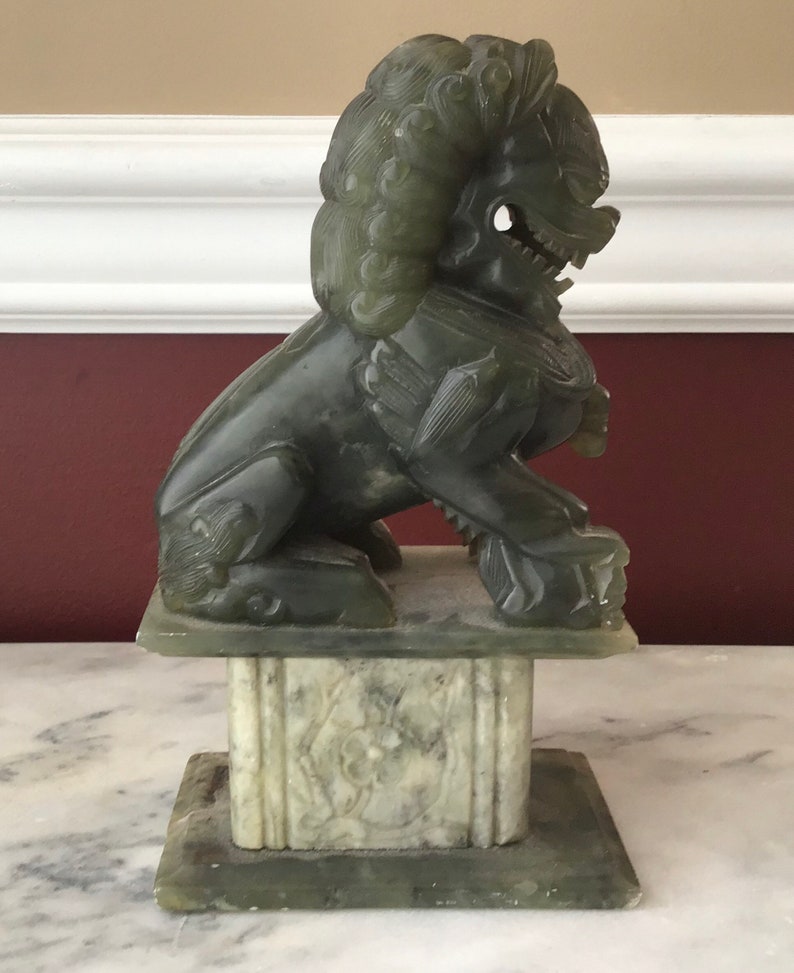 Vintage Chinese Jade Foo Dog Statue 1910 grams 8 Inches Etsy