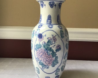 Vintage Chinese Porcelain Vase, Floral Vase, 12”
