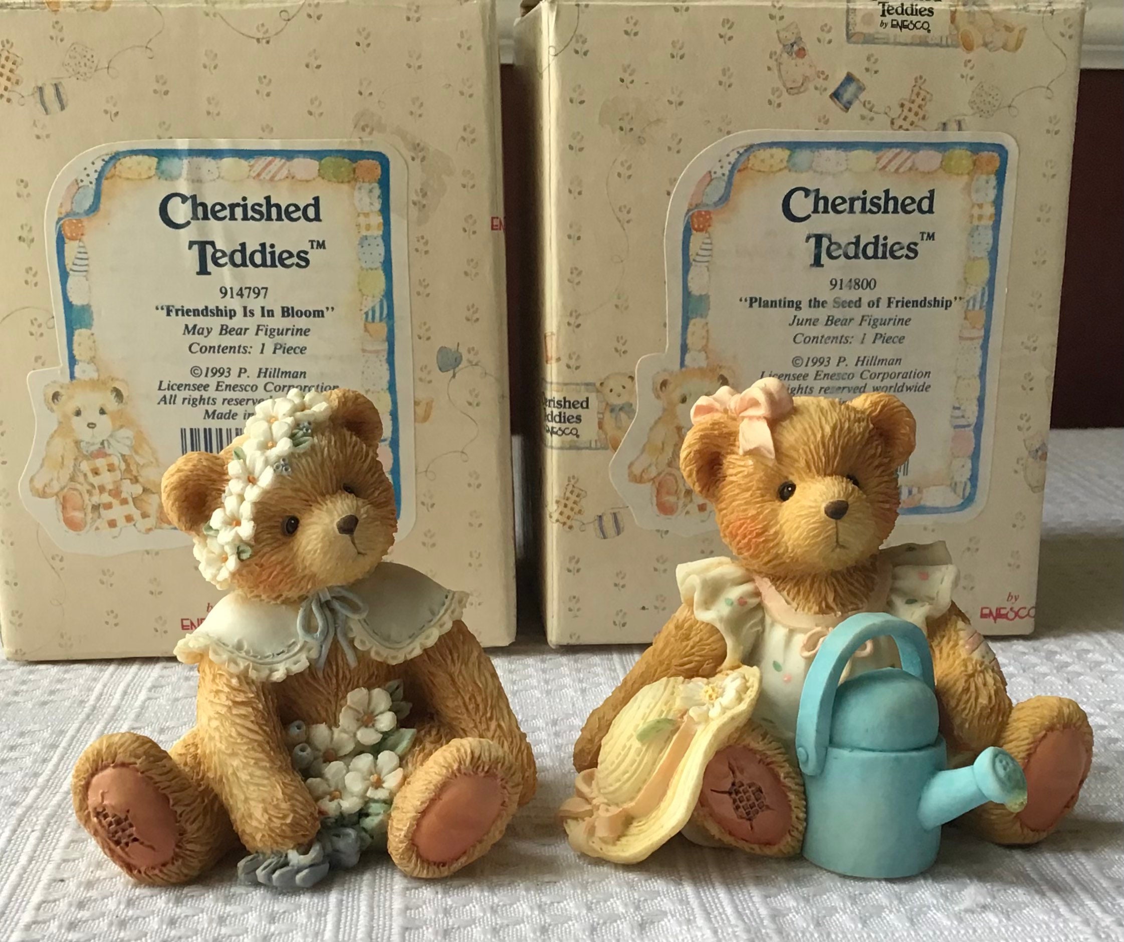 Lot of 2 Enesco Cherished Teddies Figurines in Boxes With