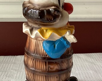 Vintage Clown Ceramic Coin Bank, Made in Japan, 7 3/8
