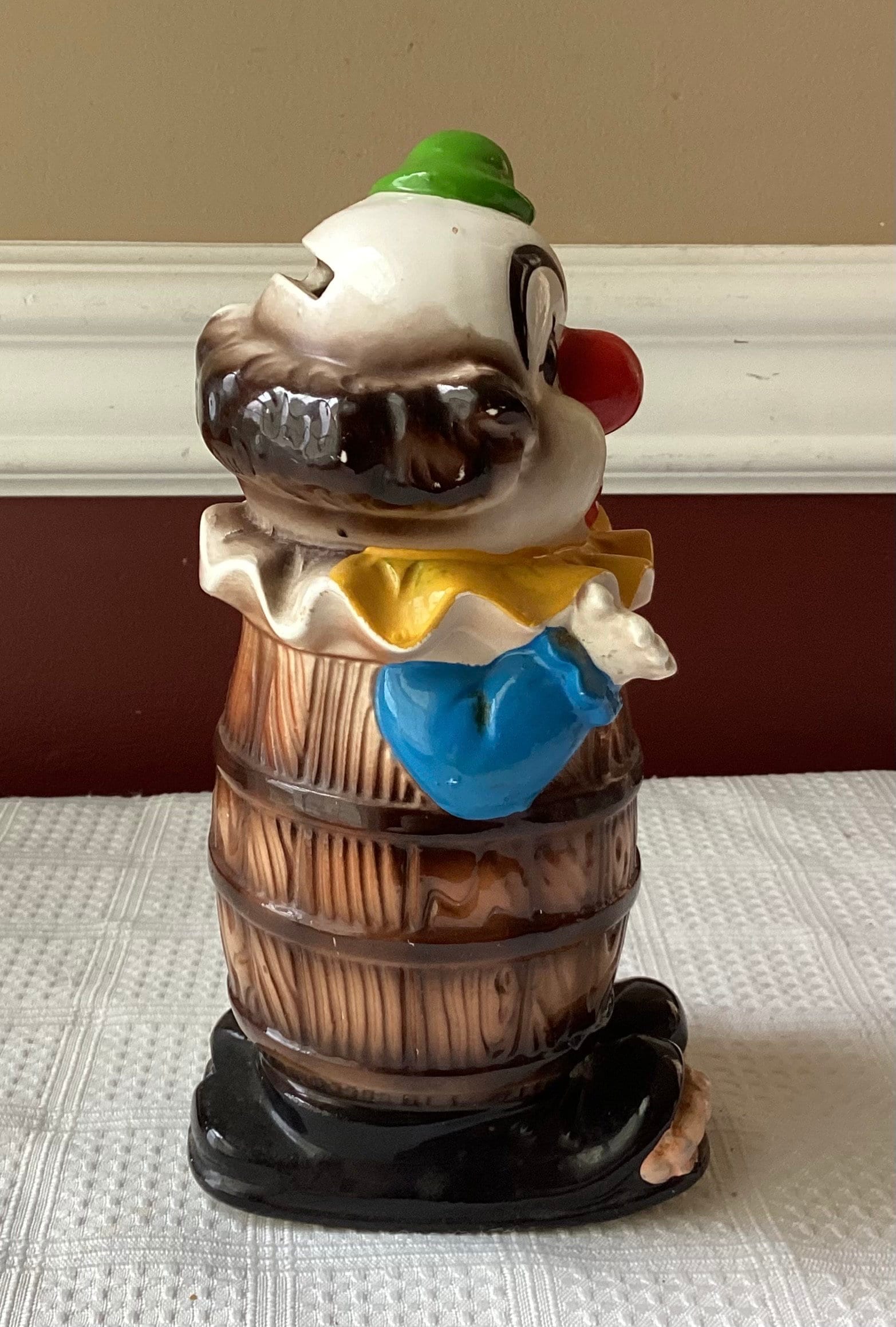 Vintage Clown Ceramic Coin Bank, Made in Japan, 7 3/8
