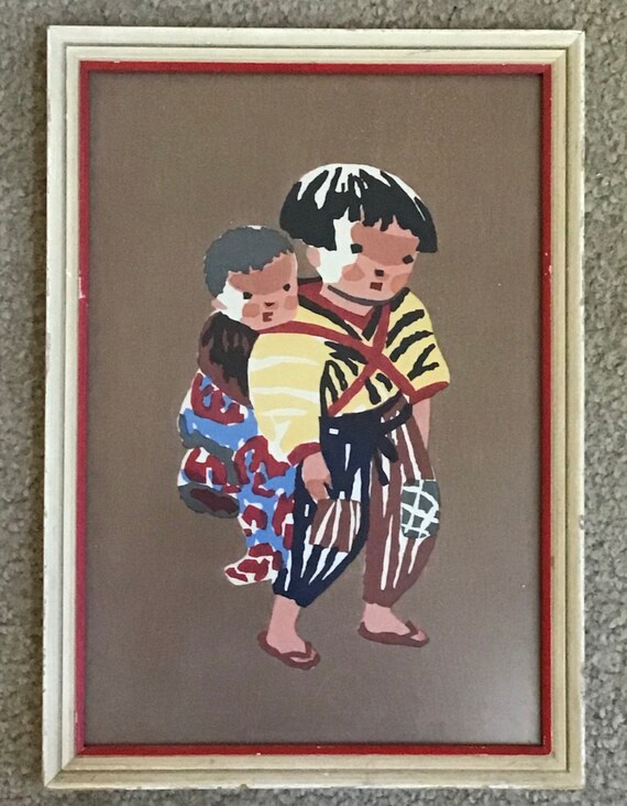 Pair of Original Kiyoshi Saito Woodblocks, Boy & Girl Carrying