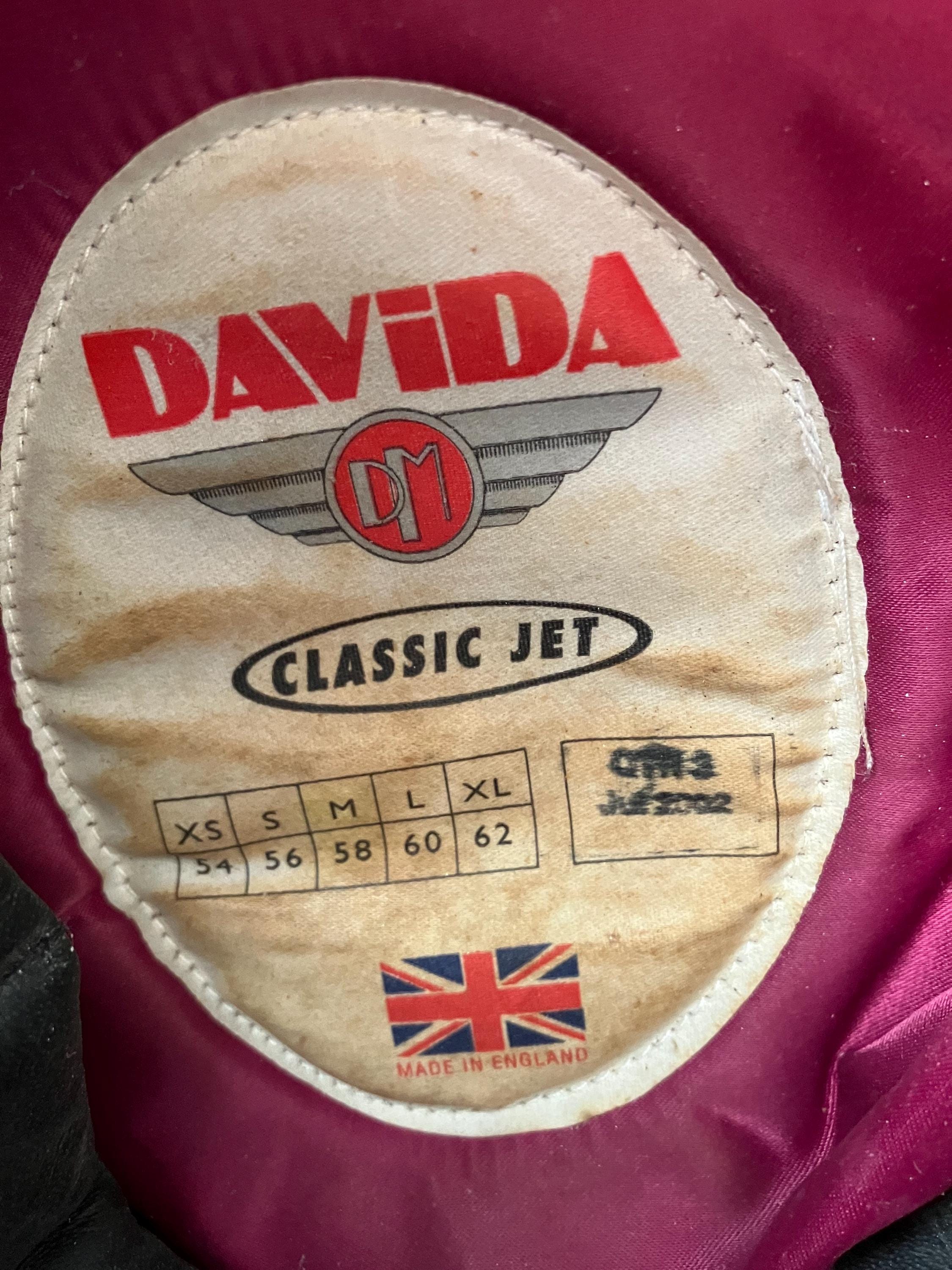 Davida Moto Classic Jet Open Face Black Helmet, Made in England 