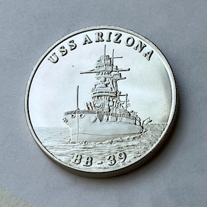Rare Vintage United States Navy USS Arizona, USS Missouri BB-63 Challenge Coin