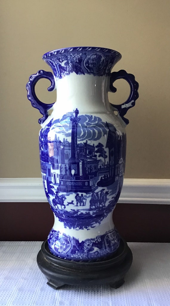 Antique Blue & White XL Vase Urn Victoria Ware Ironestone 17 1 2 " Tall il 570xN 80rj