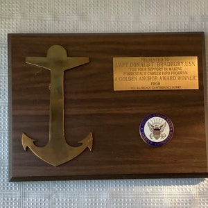 VTG United States Navy Career Counselor & Golden Anchor Award Plaque